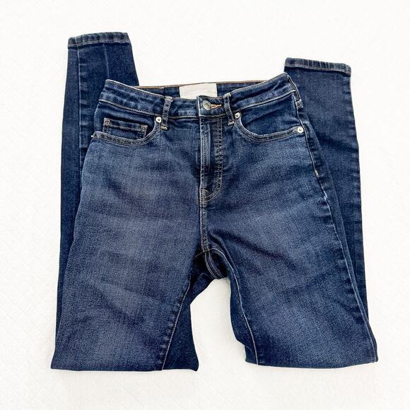 Everlane The Curvy High-Rise Skinny Jean Dark Wash Denim Size 25 - Picture 4 of 9